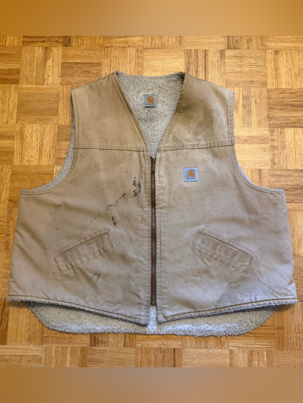 Vintage Distressed Carhartt Sherpa Lined Vest
